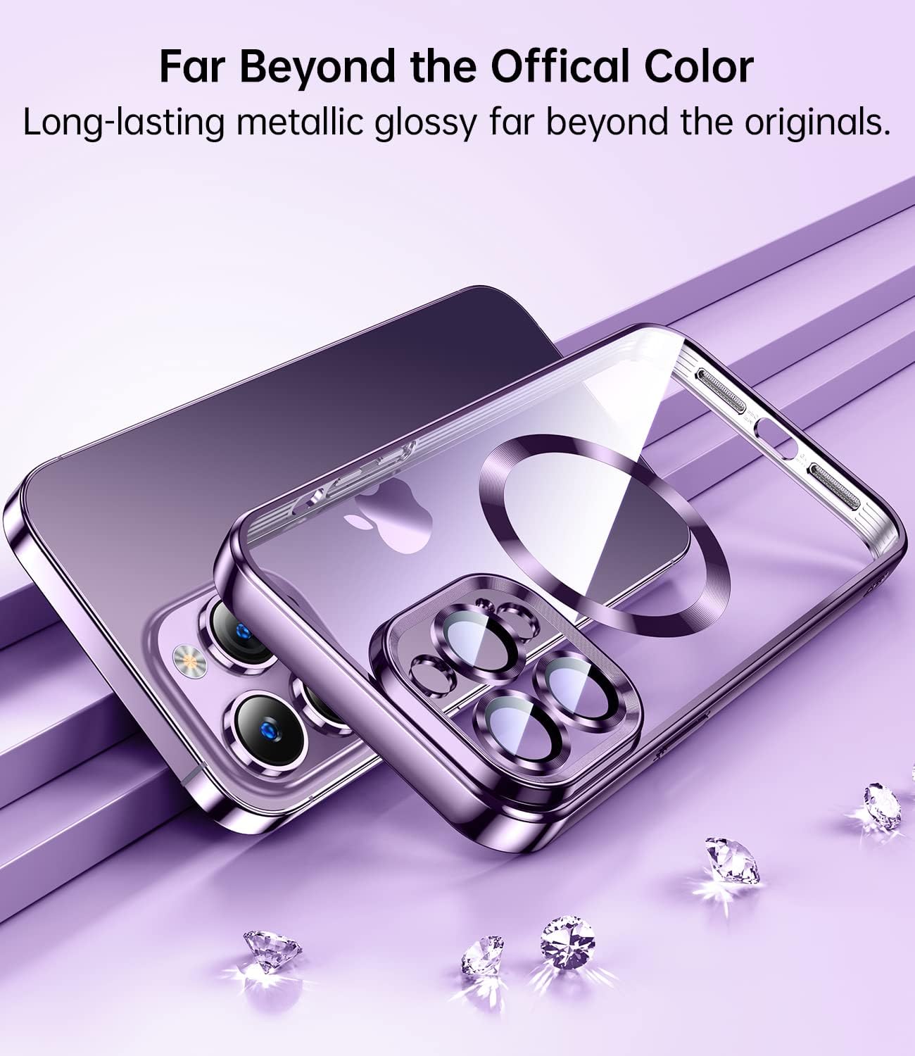 JUESHITUO Magnetic Clear for iPhone 14 Pro Max Case with Full Camera Protection, No.1 Strong N52 Magnets, for iPhone 14 ProMax Case, for Magsafe Women Girls Men Phone Case (6.7")-Deep Purple