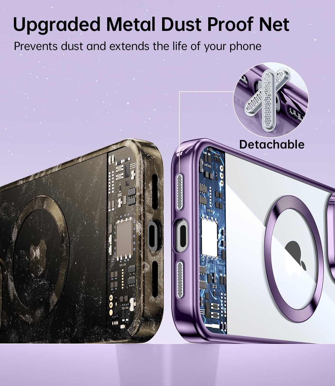 JUESHITUO Magnetic Clear for iPhone 14 Pro Max Case with Full Camera Protection, No.1 Strong N52 Magnets, for iPhone 14 ProMax Case, for Magsafe Women Girls Men Phone Case (6.7")-Deep Purple